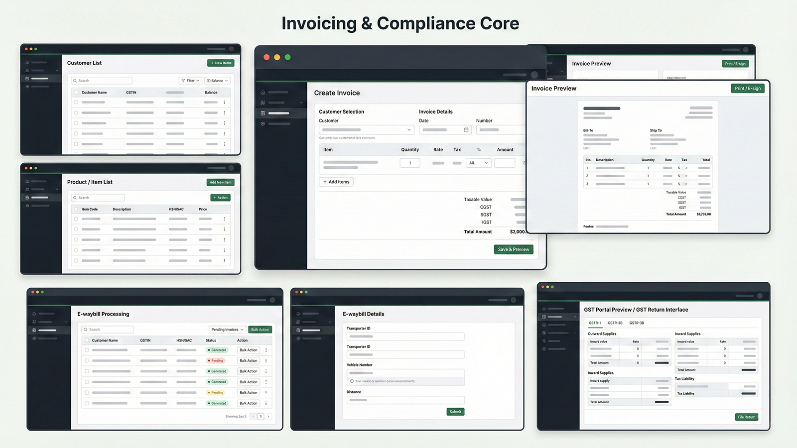 Invoicing Compliance Workflow Screens