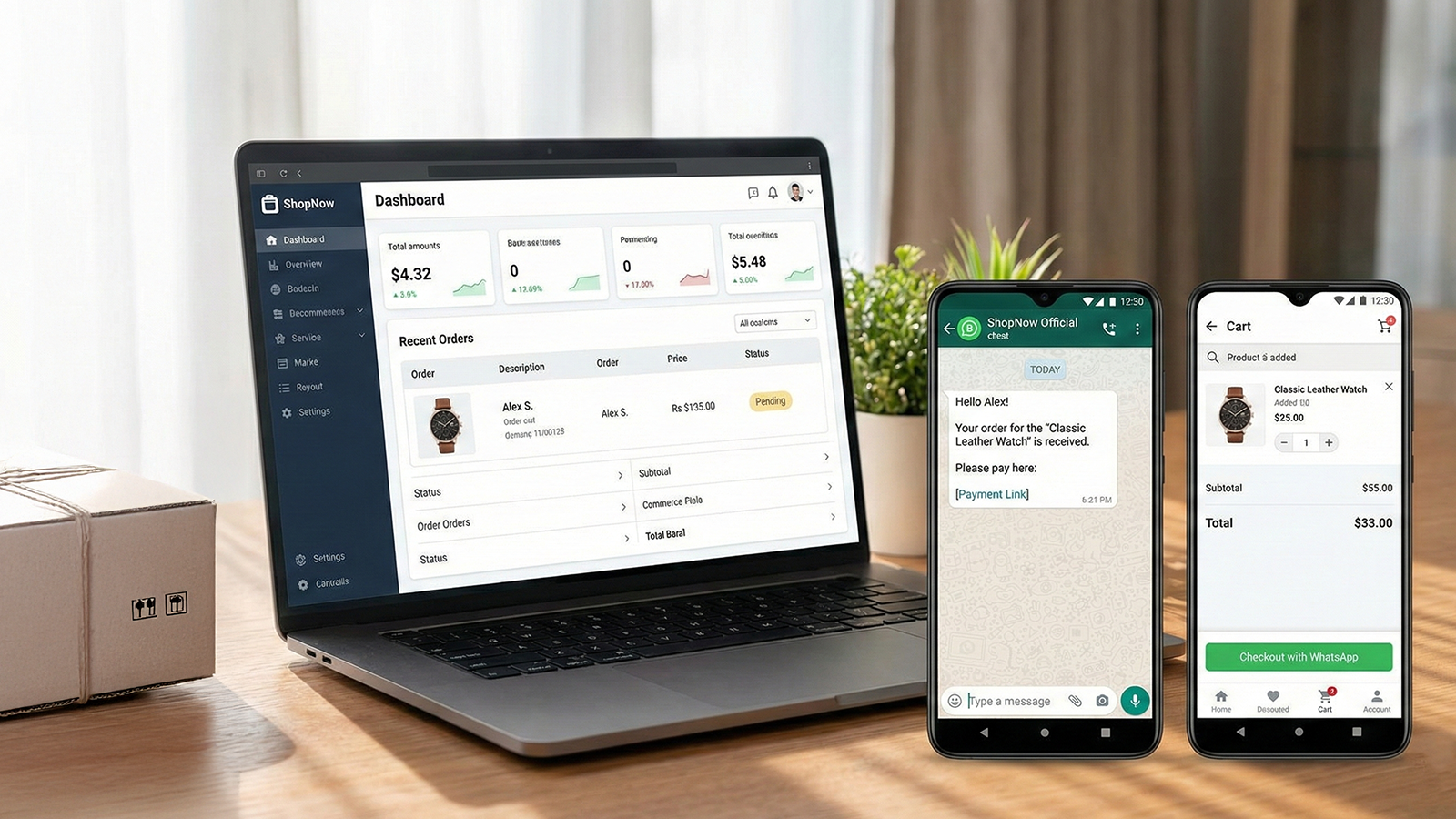 WhatsApp Commerce Platform Dashboard Interface